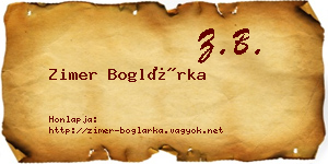 Zimer Boglárka névjegykártya